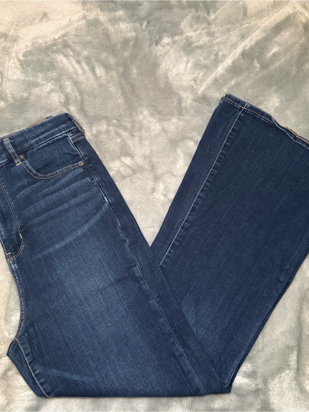 American Eagle Outfitters Dark Blue Curvy High-Rise Flare Jeans